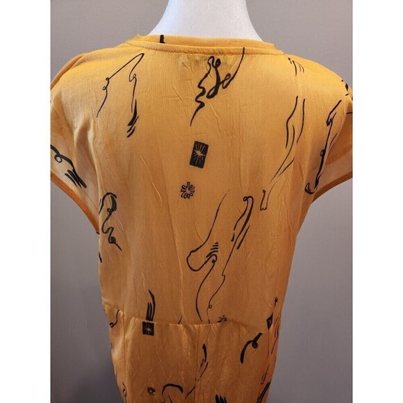 Zara Maxi Dress Sz M Gold w/ Black Accents see pics for defects - Picture 3 of 7